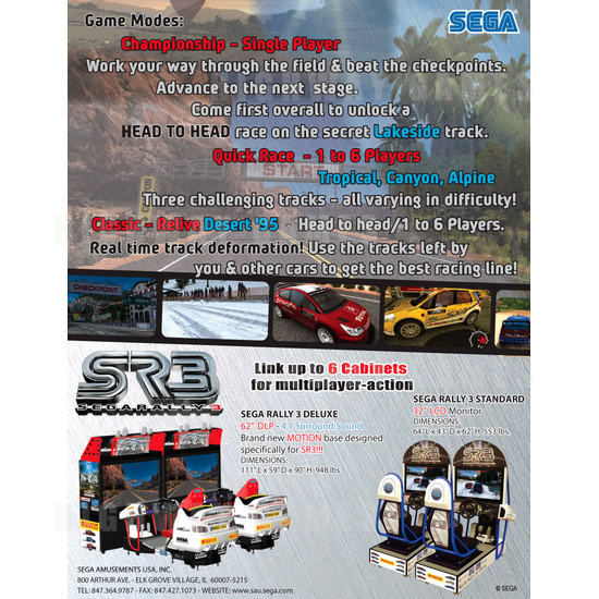 Sega Rally 3 SD Arcade Machine - Brochure Back