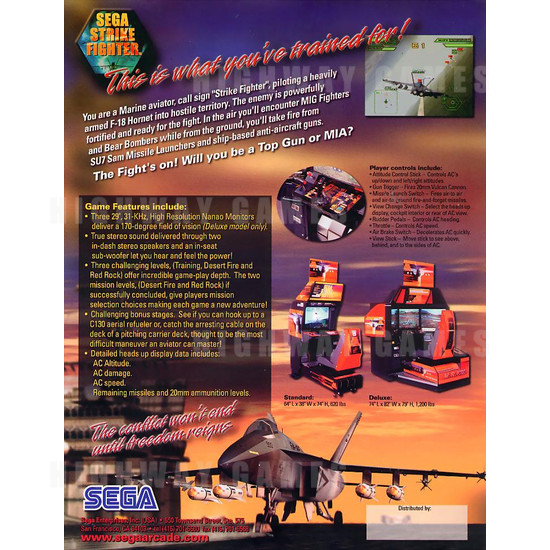 Sega Strike Fighter DX Arcade Machine - Brochure Back