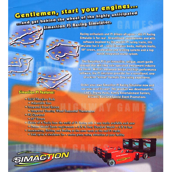 Simaction F1 Racing Simulator - Brochure Back