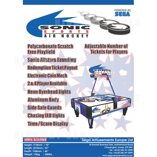 Sonic Sports Air Hockey Table - Brochure