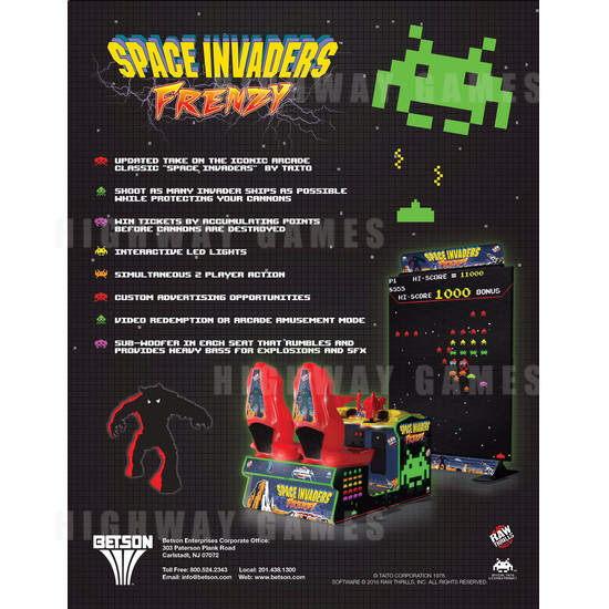 Space Invaders Frenzy Arcade Machine - Flyer