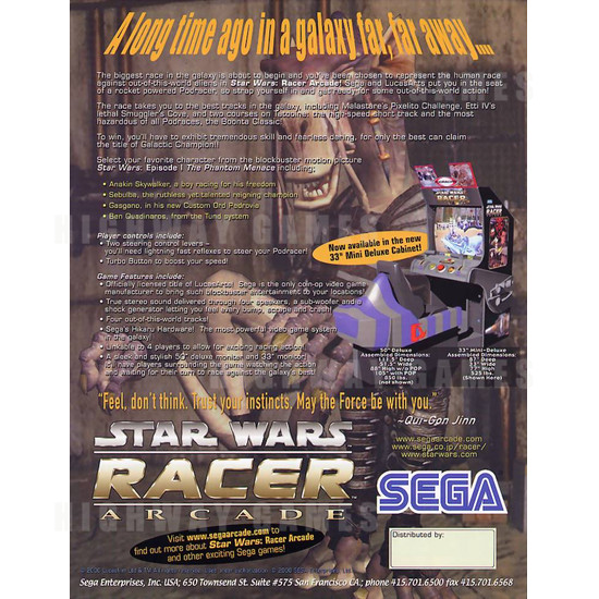 Star Wars Arcade Racer - Brochure Back