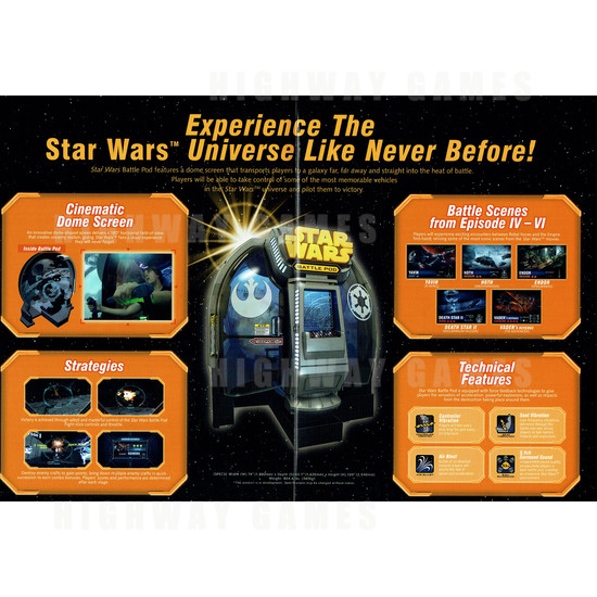 Star Wars Battle Pod Arcade Machine - Brochure Back