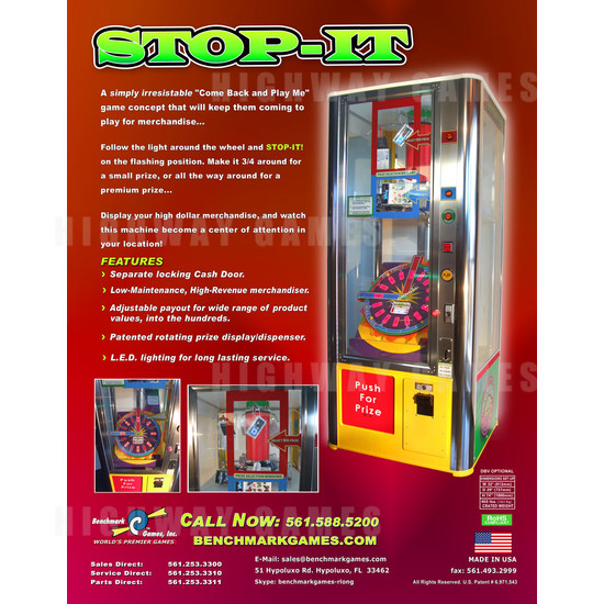 Stop It! Prize Redemption Machine - Brochure