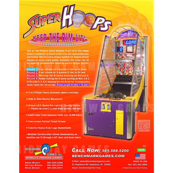 Super Hoops Ticket Redemption Arcade Game - Brochure