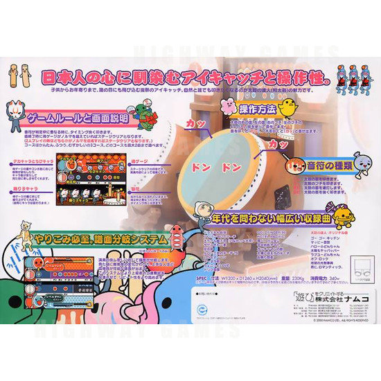 Taiko No Tatsujin Arcade Machine - Brochure Back