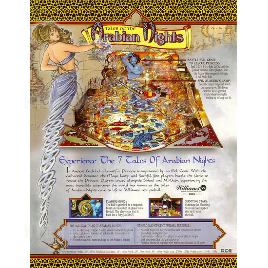 Tales of Arabian Nights Pinball (1996) - Brochure Back