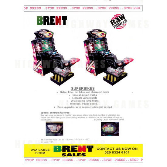 The Fast and the Furious: Super Bikes Arcade Machine - Brochure Back