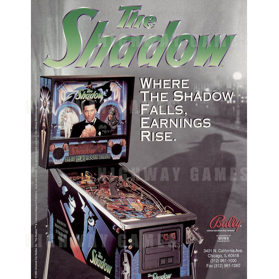 The Shadow Pinball (1994) - Brochure Front