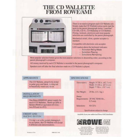 The CD Wallette - Brochure Back