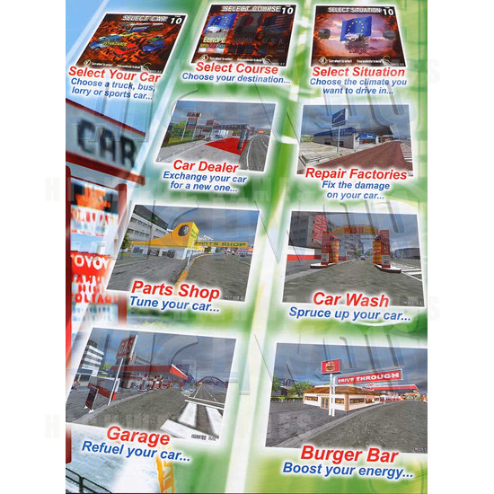 Thrill Drive 3 Arcade Machine - Brochure Back
