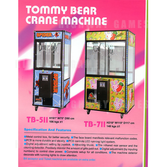 Tommy Bear TB-711 Premium Crane Machine - Brochure