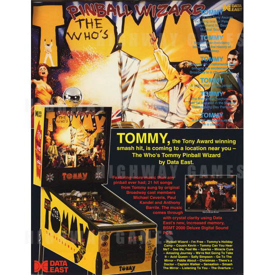 The Who's Tommy Pinball Wizard Pinball (1994) - Brochure Front