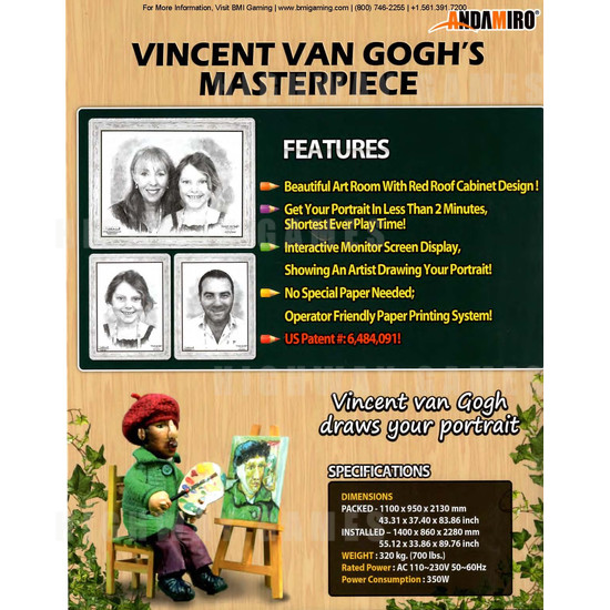 Vincent Van Gogh Portrait Sketcher Arcade Machine - Brochure Back