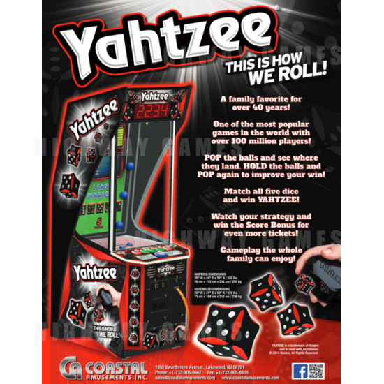 Yahtzee Arcade Machine - Yahtzee Arcade Machine Flyer
